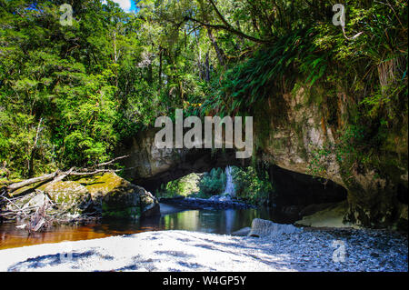 Moria Gate Arch dans le bassin Oparara Karamea,, île du Sud, Nouvelle-Zélande Banque D'Images