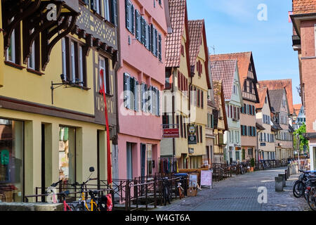 Rangée de maisons de la vieille ville, Tuebingen, Bade-Wurtemberg, Allemagne Banque D'Images