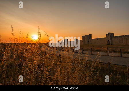 Coucher du soleil d'été à Aigues Mortes en Camargue Banque D'Images