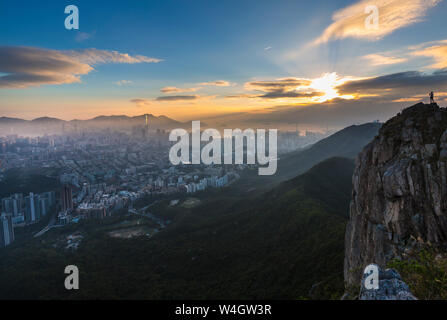 Lion Rock Country Park et Kowloon, Hong Kong, Chine Banque D'Images