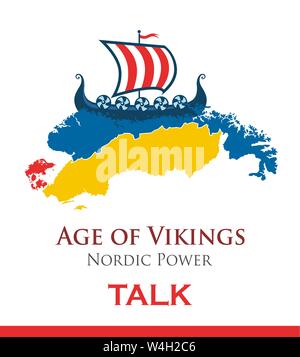 La conception de l'affiche pour une conférence conférence sur l'histoire de la Scandinavie et les Vikings. Illustration de Vecteur