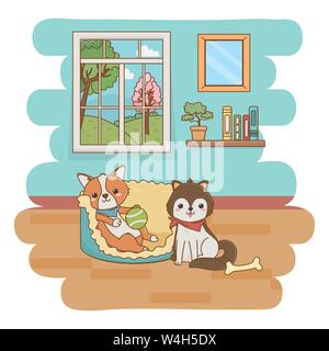 Conception, dessins chiens Mascot animal mignon chiot nature et thème Vector illustration Illustration de Vecteur