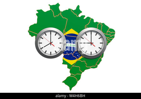 Fuseaux horaires au Brésil concept. Le rendu 3D Banque D'Images