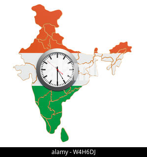 Les Fuseaux horaires en Inde concept. Le rendu 3D Banque D'Images