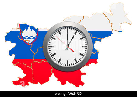 Les Fuseaux horaires en Slovénie concept. Le rendu 3D Banque D'Images