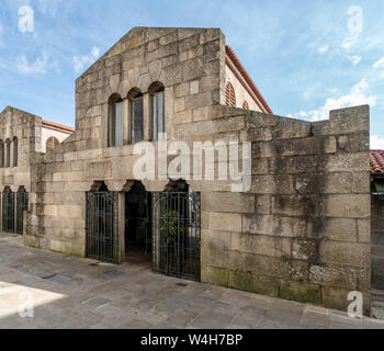 Vue de Saint Jacques de Compostelle marché alimentaire façade Banque D'Images