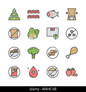 Régime cétogène dans colorline icon set.Vector illustration Illustration de Vecteur