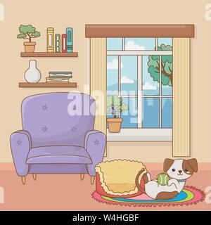 Design dessin animé chien mascotte, animal mignon chiot nature et thème Vector illustration Illustration de Vecteur
