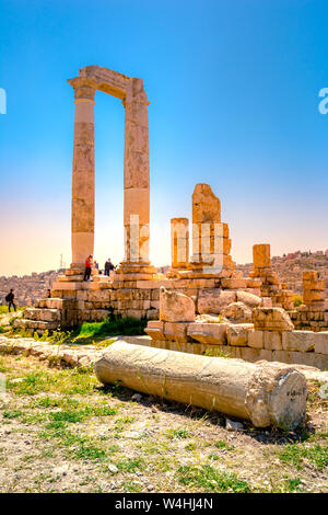 Temple d'Hercule à La Citadelle d'Amman à Amman, en Jordanie. Banque D'Images