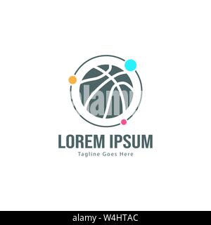 Template design logo Basket-ball. Basket-ball moderne minimaliste avec logo vecteur Conception du châssis Illustration de Vecteur