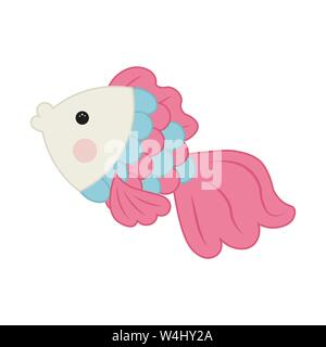 Poisson rose doux vector pour les enfants. Illustration de poisson rose mignon isolé sur fond blanc. Illustration de Vecteur