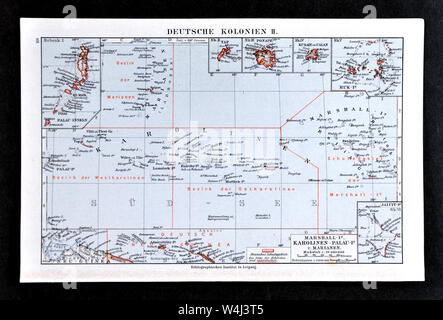 1900 Meyer carte des colonies allemandes dans le Pacifique Sud Banque D'Images