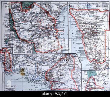 1900 Meyer carte des colonies allemandes en Afrique et dans les Indes orientales Banque D'Images