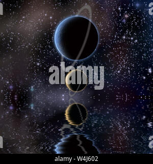 La réflexion et les eaux de la parade des planètes Banque D'Images