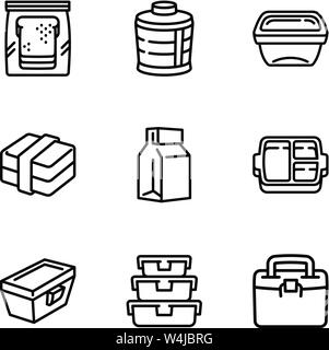 Icon Set sac à lunch. Contours Ensemble de sac à lunch 9 icônes vectorielles pour le web design isolé sur fond blanc Illustration de Vecteur