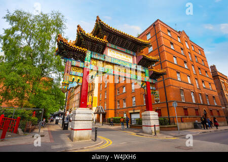 Manchester, UK - 18 mai 2018 : Chinatown de Manchester sur Faulkner St. est une enclave ethnique dans le centre-ville. C'est le deuxième plus grand Chinatown dans le Banque D'Images