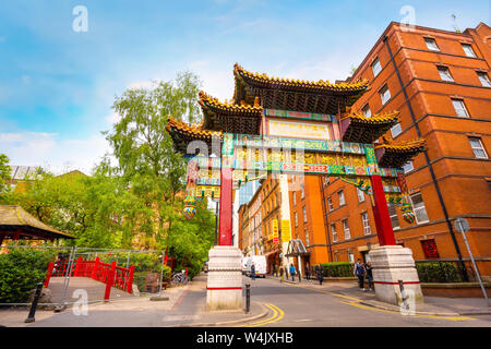 Manchester, UK - 18 mai 2018 : Chinatown de Manchester sur Faulkner St. est une enclave ethnique dans le centre-ville. C'est le deuxième plus grand Chinatown dans le Banque D'Images