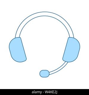 L'icône casque. Fine ligne de remplissage bleu avec Design. Vector Illustration. Illustration de Vecteur