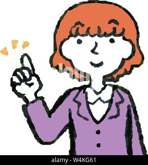 C'est une illustration d'un mignon bob cut business woman face et poser. Illustration de Vecteur