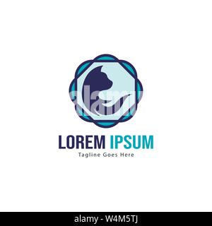 Logo chat modèle de conception. Logo chat avec châssis moderne isolé sur fond blanc Illustration de Vecteur