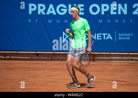 Prague, République tchèque, 23 juillet, 2019. Lukas Klein (SVK) lors de match contre Michael Vrbensky (CZE) Avantage à Prague 2019 ouvert Banque D'Images