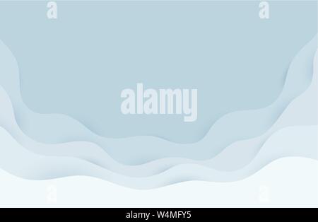 Art papier moderne abstrait dessin animé de l'eau grise et blanche des vagues. La mode style réaliste de l'artisanat. Modèle de conception de l'origami. Illustration de Vecteur