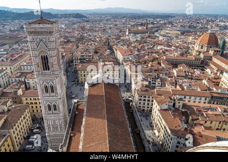 Italie : vue panoramique sur Florence depuis le dôme de la cathédrale Santa Maria.Photo à partir de 20. Février 2016. Dans le monde d'utilisation | Banque D'Images