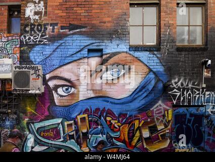 Dans les ruelles autour de ACDC Lane au centre-ville de Melbourne, de nombreux artistes ont immortalisé l'art de la rue eux-mêmes. Leurs graffitis ont longtemps été considéré comme une attraction touristique. (18 janvier 2016) | dans le monde entier Banque D'Images