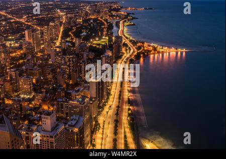 Cityscape tourné à partir de la chambre 360 Chicago observation deck (John Hancock Observatory) Banque D'Images