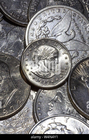 United States historical silver dollars still life Banque D'Images