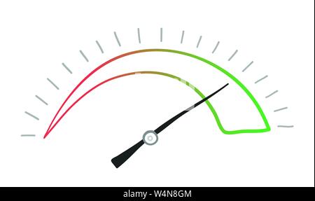 Vector illustration dessinée à la main de l'indicateur de vitesse. Contours de couleur et fond blanc. Illustration de Vecteur