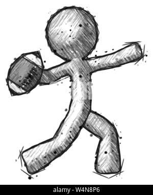 Design Sketch mascot man throwing football. Banque D'Images