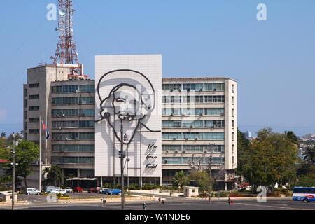 La HAVANE, CUBA - février 26, 2011 : Fidel Castro contour en acier à La Havane, Cuba. Cet édifice emblématique de la place de la révolution est parmi les plus reconnaissables dans C Banque D'Images