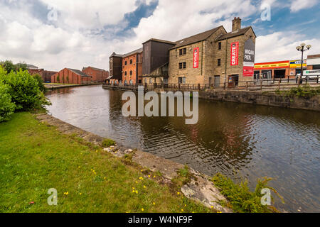 Le centre-ville de Wigan, Wigan Athlectic et système cal football club Banque D'Images