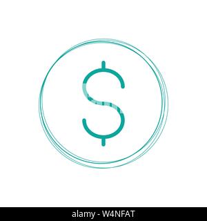 L'icône de signe de dollar en rond. L'entreprise Financement de concept. Vector illustration isolé sur blanc . Illustration de Vecteur