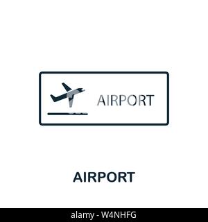 L'icône Contour de l'aéroport. Conception mince de style city elements icons collection. Pixel parfait symbole de l'icône de l'aéroport. Web design, applications, logiciels, imprimer Illustration de Vecteur