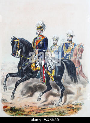 Royal de l'Armée prussienne, Gardes Corps, William J, l'empereur allemand, avec le prince Le prince Charles de Prusse et le Prince Frederick Henry Albert de Prusse. Preußens Heer, Wilhelm I., Wilhelm Friedrich Ludwig von Preußen, ab 1871 Der erste Deutsche Kaiser mit Prinz Friedrich Carl Alexander von und Prinz von Preußen Albrecht Preußen, amélioration numérique reproduction d'une illustration du xixe siècle Banque D'Images