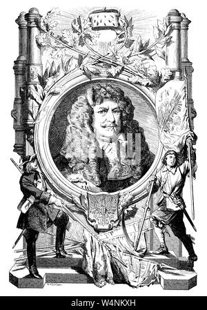 Frederick William fut Électeur de Brandebourg et duc de Prusse. Friedrich Wilhelm von Brandenburg, 1620-1688, aus dem Haus Hohenzollern ab 1640 guerre Markgraf von Brandenburg, Erzkämmerer und Kurfürst des Heiligen Römischen Reiches, amélioration numérique reproduction d'une illustration du xixe siècle Banque D'Images