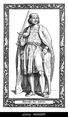 Albert le Magnanime, roi de Hongrie et de Croatie, roi de Bohême, élu roi d'Allemagne. Albrecht II., 1397- 1439, ab 1438 römisch-deutscher König, amélioration numérique reproduction d'une illustration du xixe siècle Banque D'Images