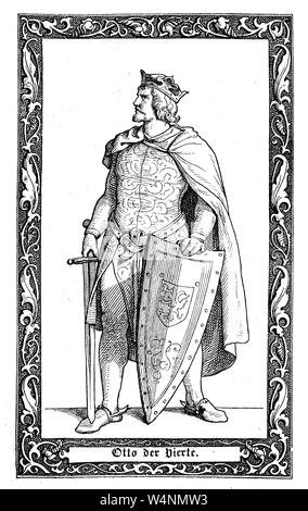 Otto IV. a été l'un des deux rois rivaux de l'Allemagne à partir de 1198, le seul roi à partir de 1208, et le Saint Empereur romain à partir de 1209 jusqu'à ce qu'il a été forcé d'abdiquer en 1215. Otto IV. von Braunschweig, 1175 -1218, Haus der Welfen von 1198 bis 1218 war römisch-deutscher König und von 1209 bis 1218 Kaiser des römisch-deutschen Reiches., l'amélioration numérique reproduction d'une illustration du xixe siècle Banque D'Images