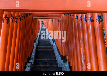 Torii gates à Hie Shrine à Chiyoda, Tokyo, Japon. Banque D'Images