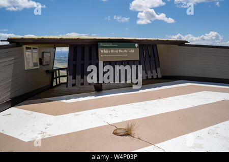 White Bird, Florida - 3 juillet 2019 : Signe de bataille à l'Oiseau Blanc Nez Perce National Historical Park, situé à côté de l'US Highway 95 Banque D'Images