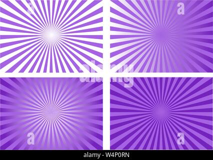 Violet set retro abstracte vecteur fond sunburst Illustration de Vecteur
