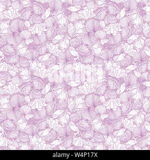 Violet Vecteur de répétition avec variété de petits coquillages overlaping. Coquillages romantique thème. Idéal pour scrapbooking, tissu, papier peint Illustration de Vecteur