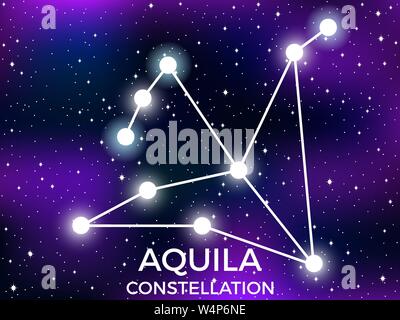 Aquila constellation. Ciel étoilé. D'étoiles et galaxies. L'espace profond. Vector illustration Illustration de Vecteur