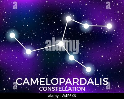 Girafe constellation. Ciel étoilé. D'étoiles et galaxies. L'espace profond. Vector illustration Illustration de Vecteur