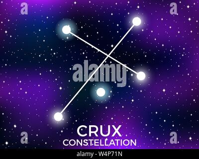 Crux constellation. Ciel étoilé. Signe de zodiaque. D'étoiles et galaxies. L'espace profond. Vector illustration Illustration de Vecteur