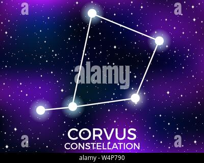 Corvus constellation. Ciel étoilé. D'étoiles et galaxies. L'espace profond. Vector illustration Illustration de Vecteur