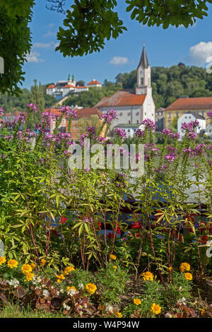 L'église Saint Gertraud et église de pèlerinage Mariahilf, Passau, Bavière, Allemagne Banque D'Images