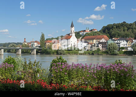 L'église Saint Gertraud et église de pèlerinage Mariahilf, Passau, Bavière, Allemagne Banque D'Images